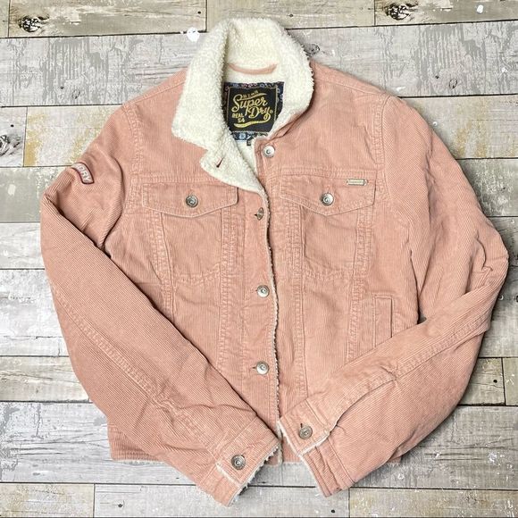 Superdry Jackets & Blazers - SUPERDRY Corduroy Girlfriend Jacket dust pink fleece lined